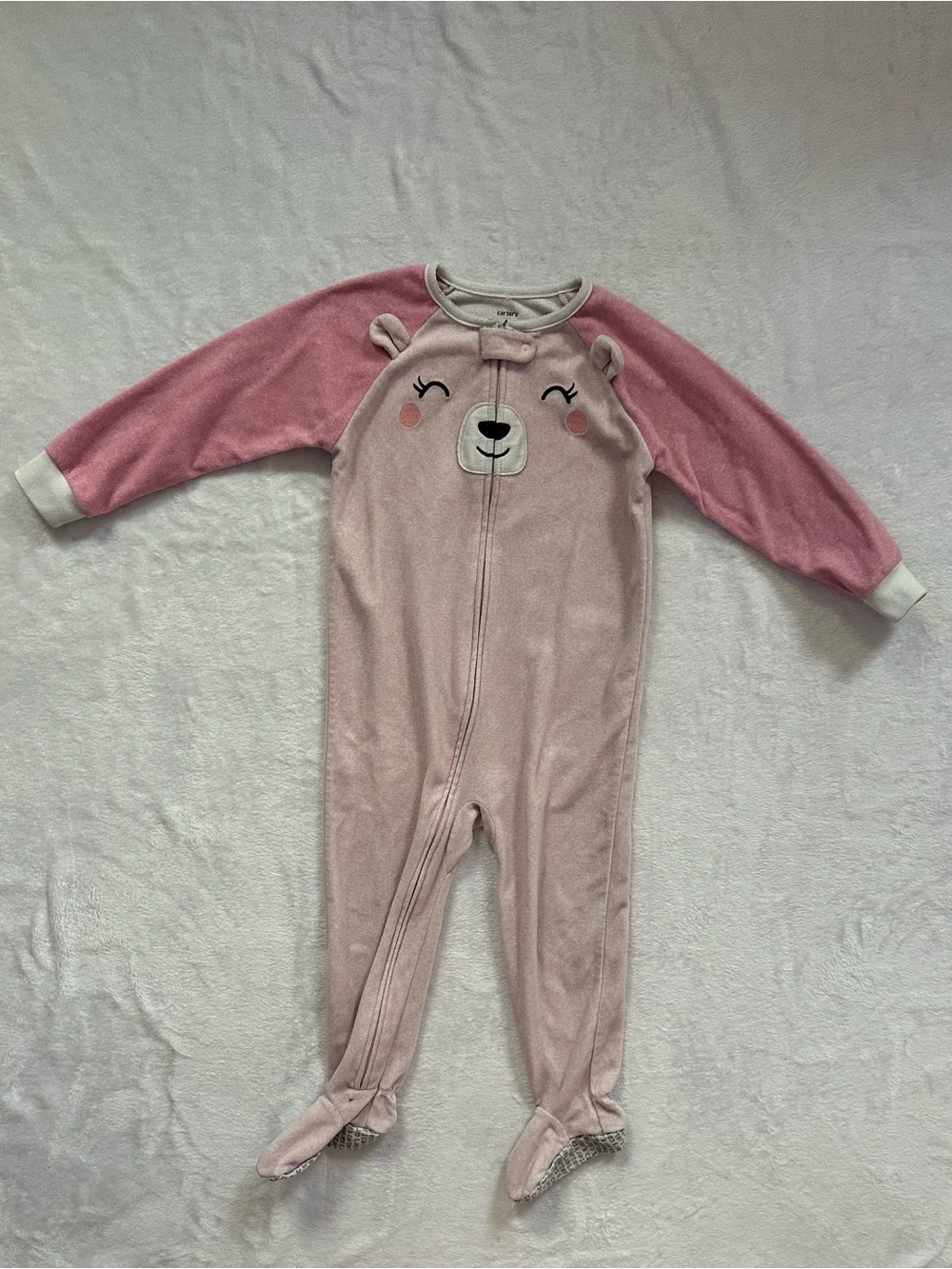 Carter’s Bear Fleece Footed Pajamas Pink Toddler Girls Size 4T